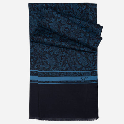 Italian Designer Dark Blue Silk Scarf