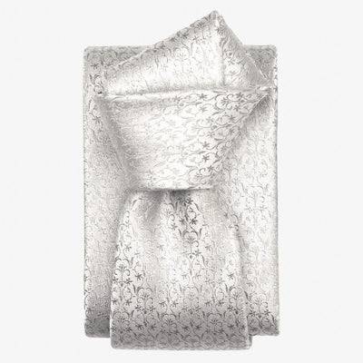 Italian Designer Silver Silk Necktie