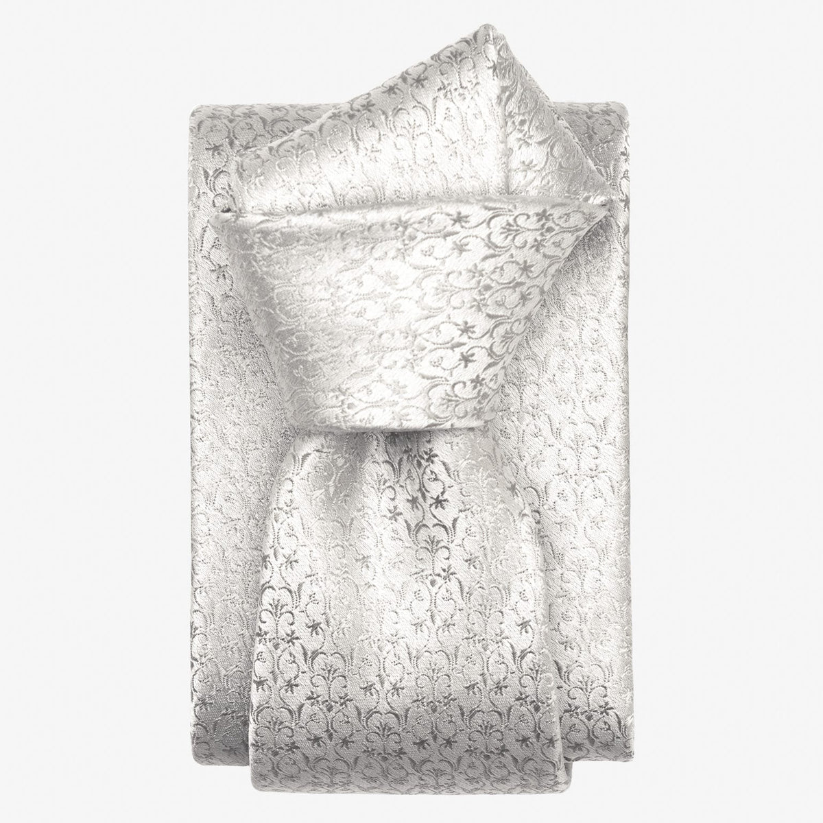 Italian Designer Silver Silk Necktie