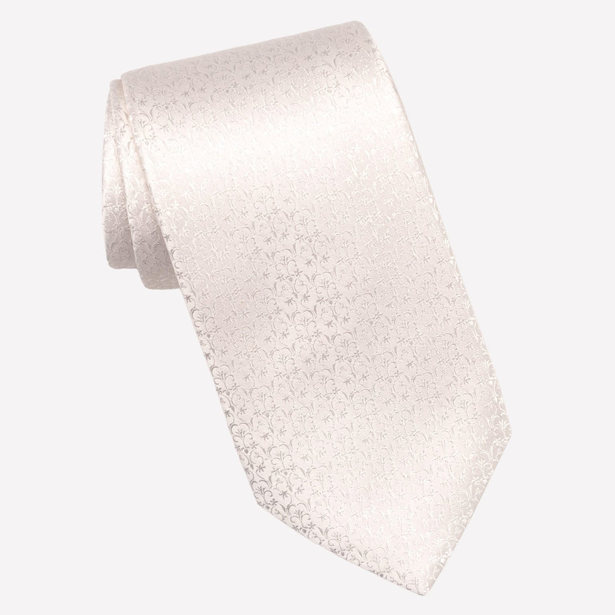 Italian Designer White Silk Necktie