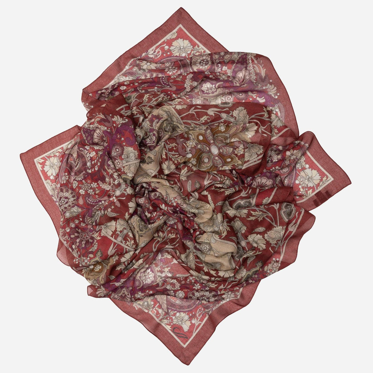 Berry Red Modal Cashmere Square Scarf