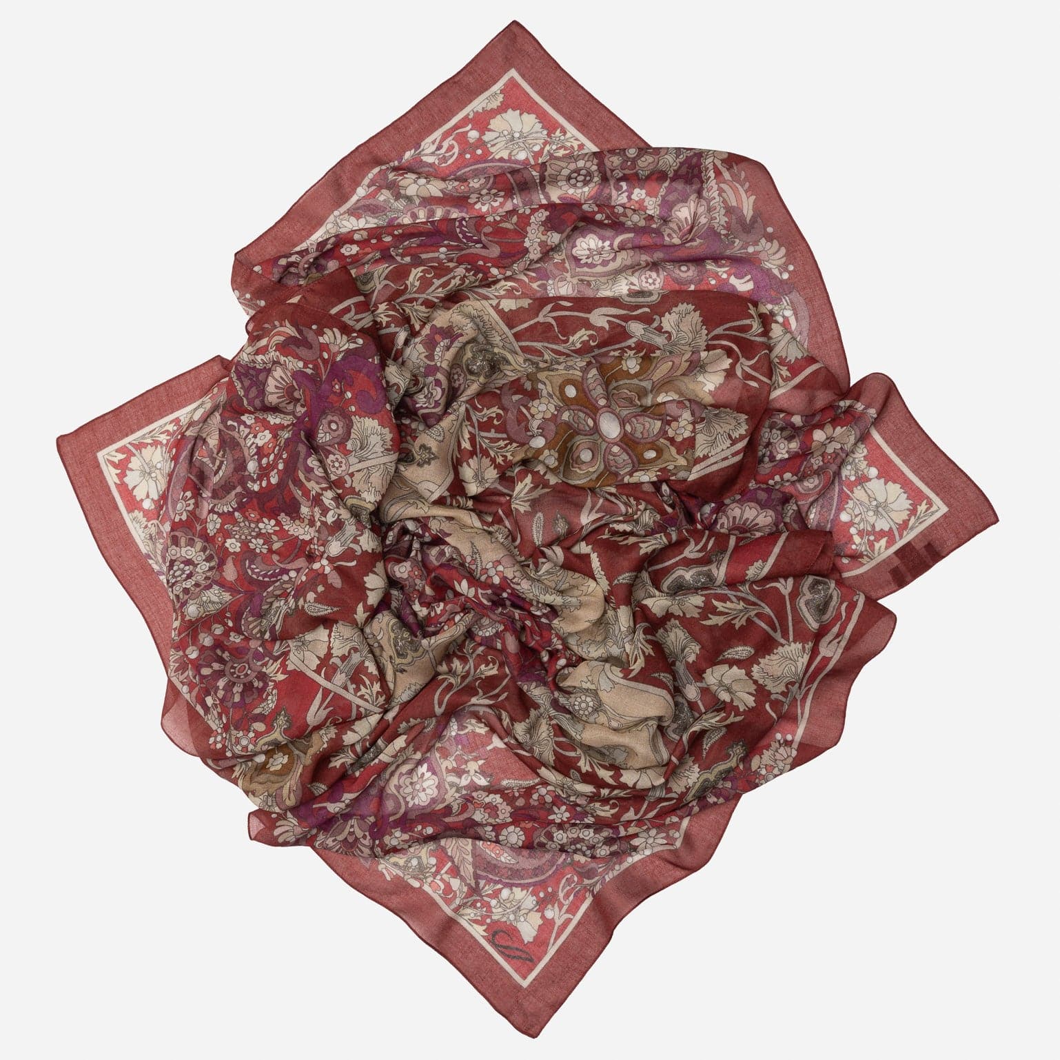 Berry Red Modal Cashmere Square Scarf