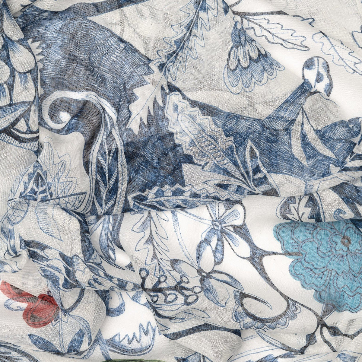 Blue Modal Linen Silk Square Scarf