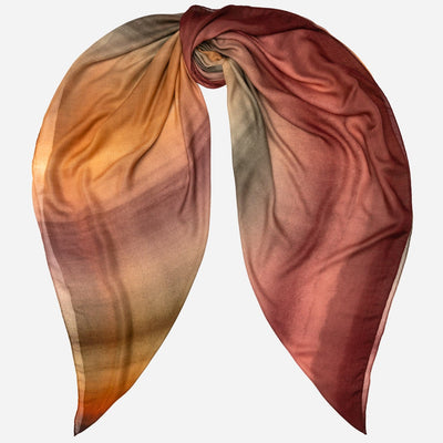 Sunset Red Modal Silk Square Scarf