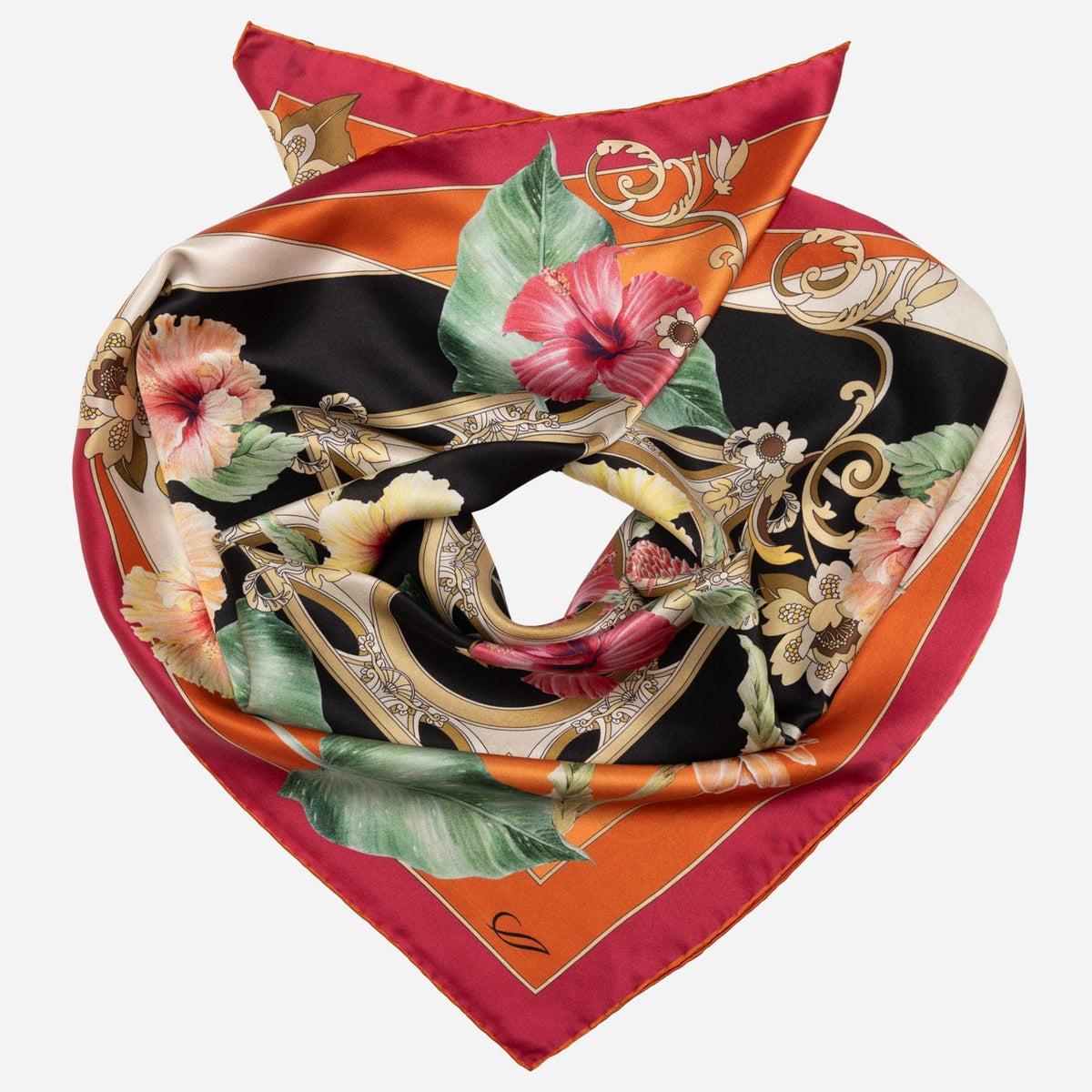 Women&#39;s Floral Silk Square Scarf