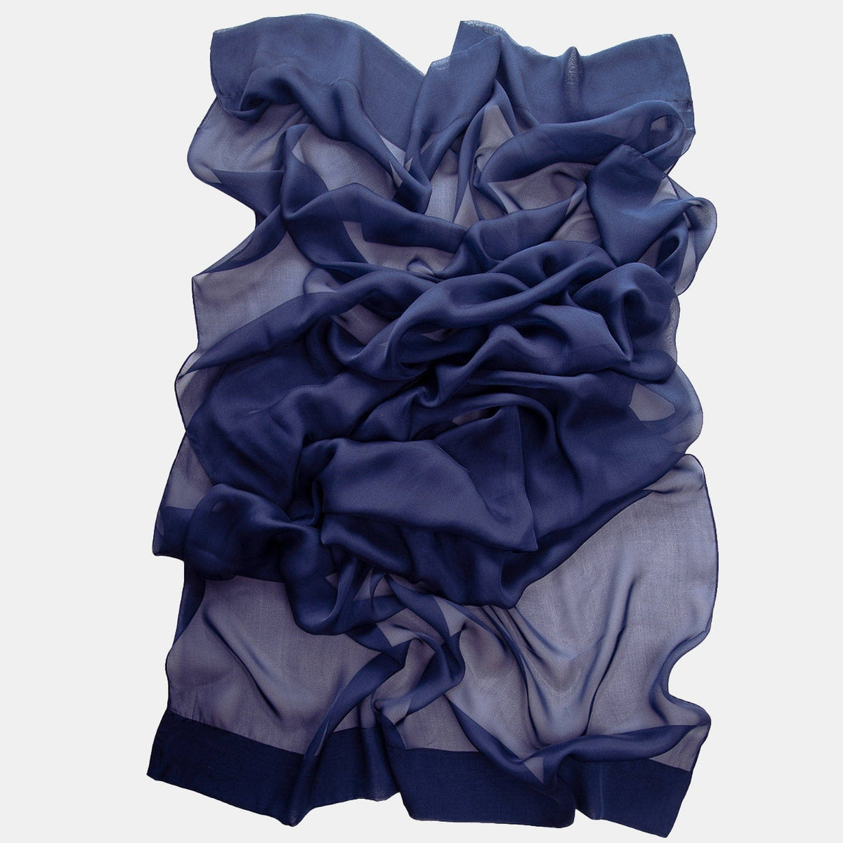 Navy Blue Large Silk Georgette Wrap Shawl