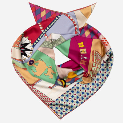 Italian Designer Pink Silk Square Scarf