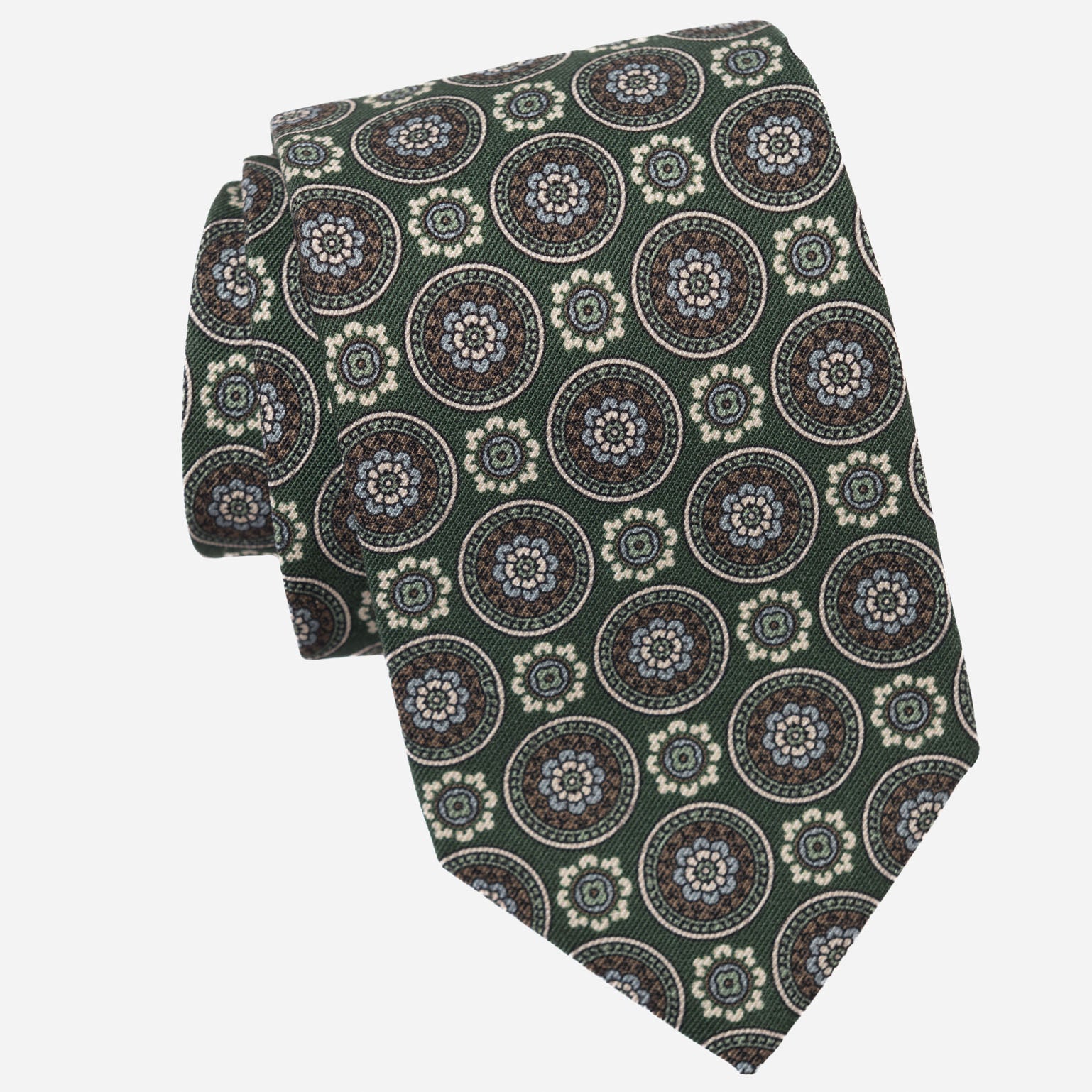 Green Handmade Italian Silk and Wool Tie