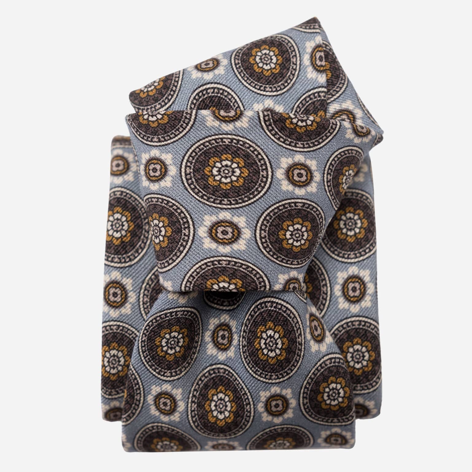 Grey Handmade Italian Silk and Wool Tie