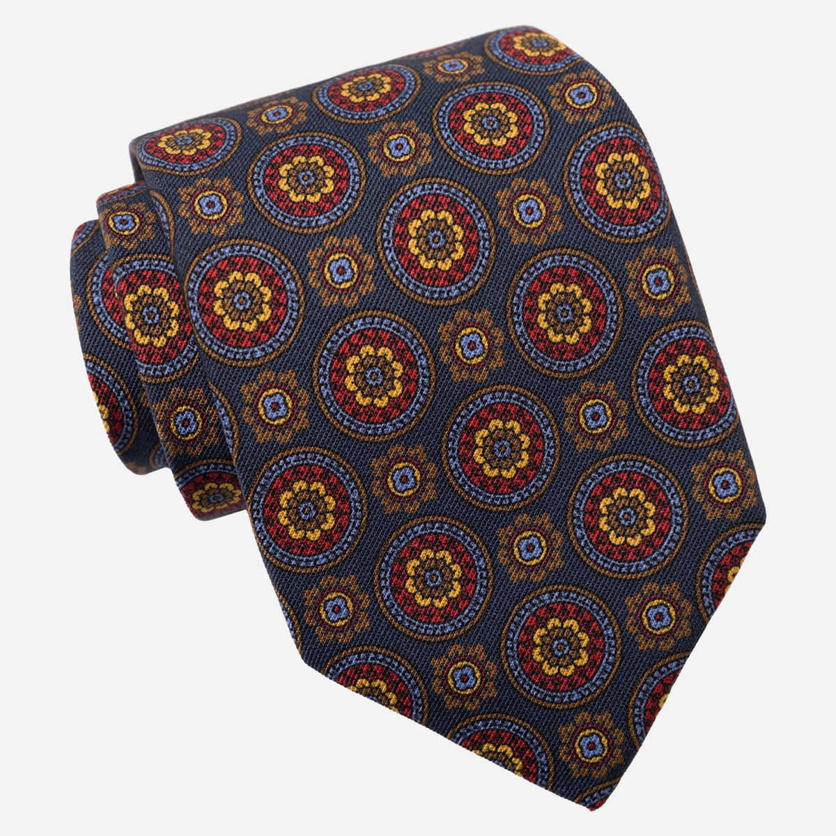 Navy Handmade Italian Silk and Wool Tie