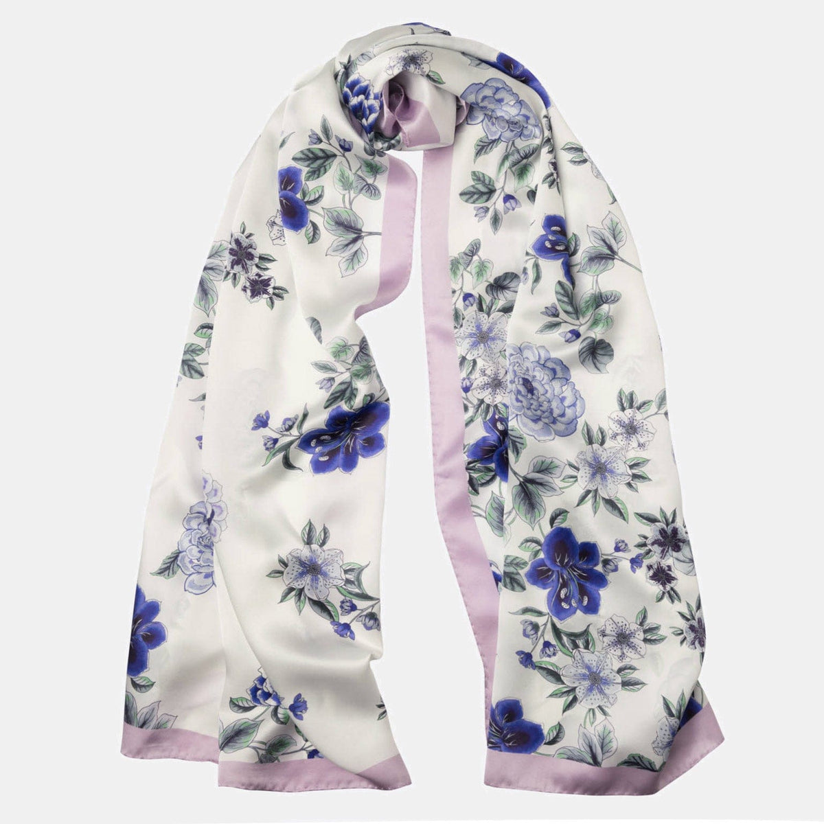 Purple Floral Italian Silk Satin Shawl