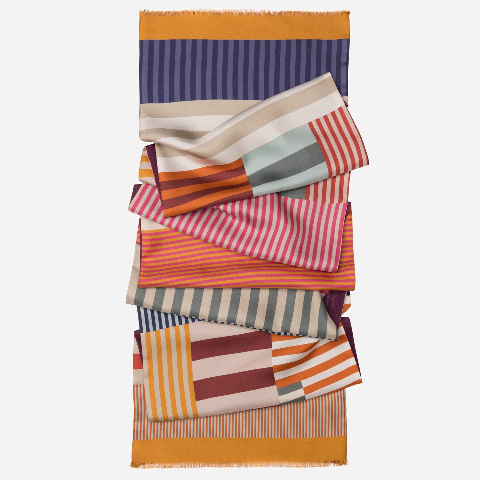 Italian Wool Backed Striped Silk Scarf