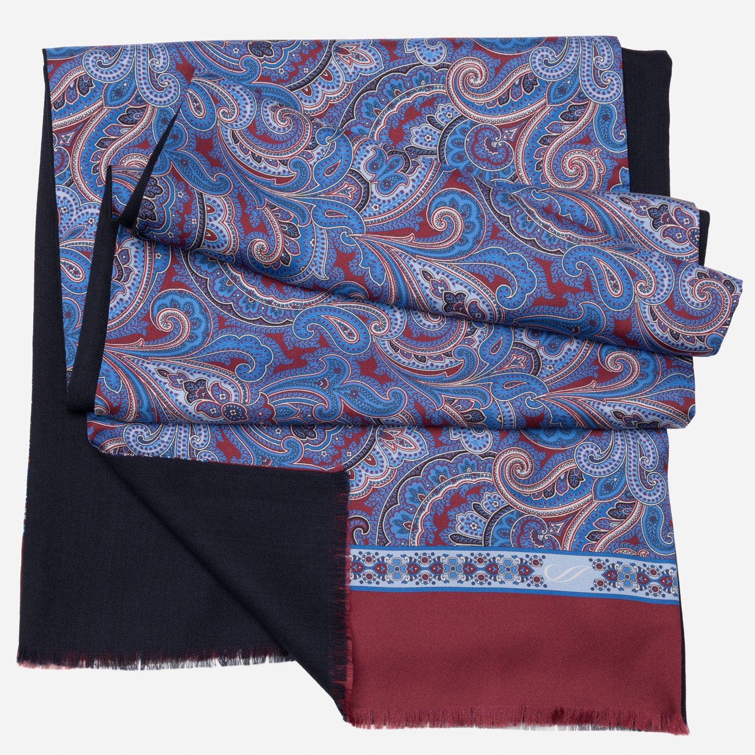 Luxury double sided wool silk scarves for men
