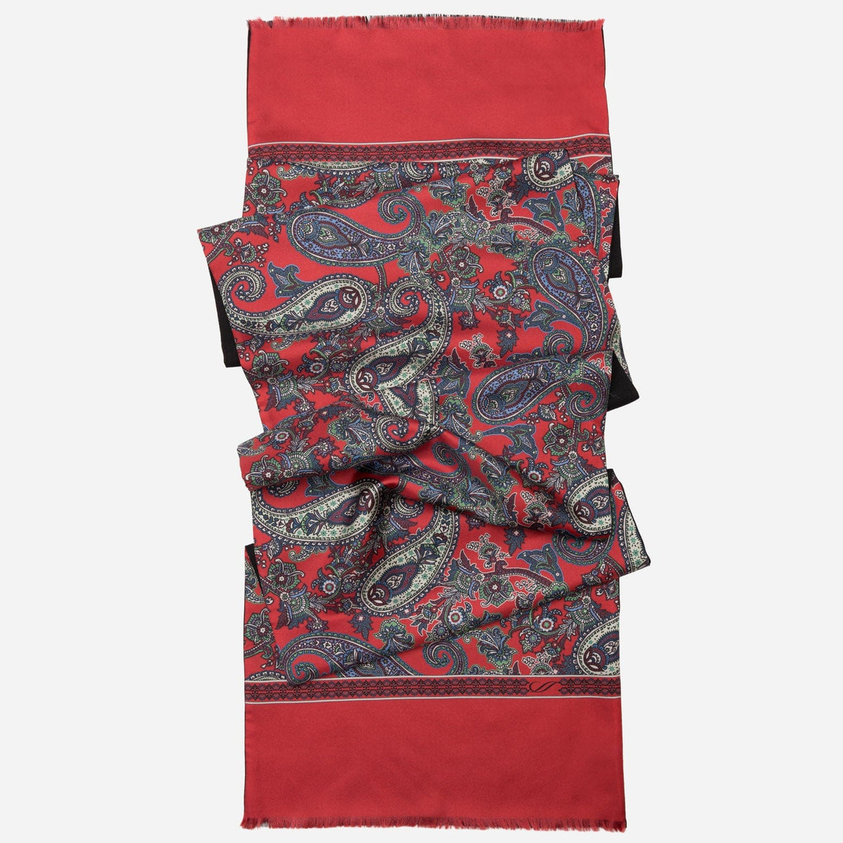 Red Paisley Italian Silk Wool Scarf