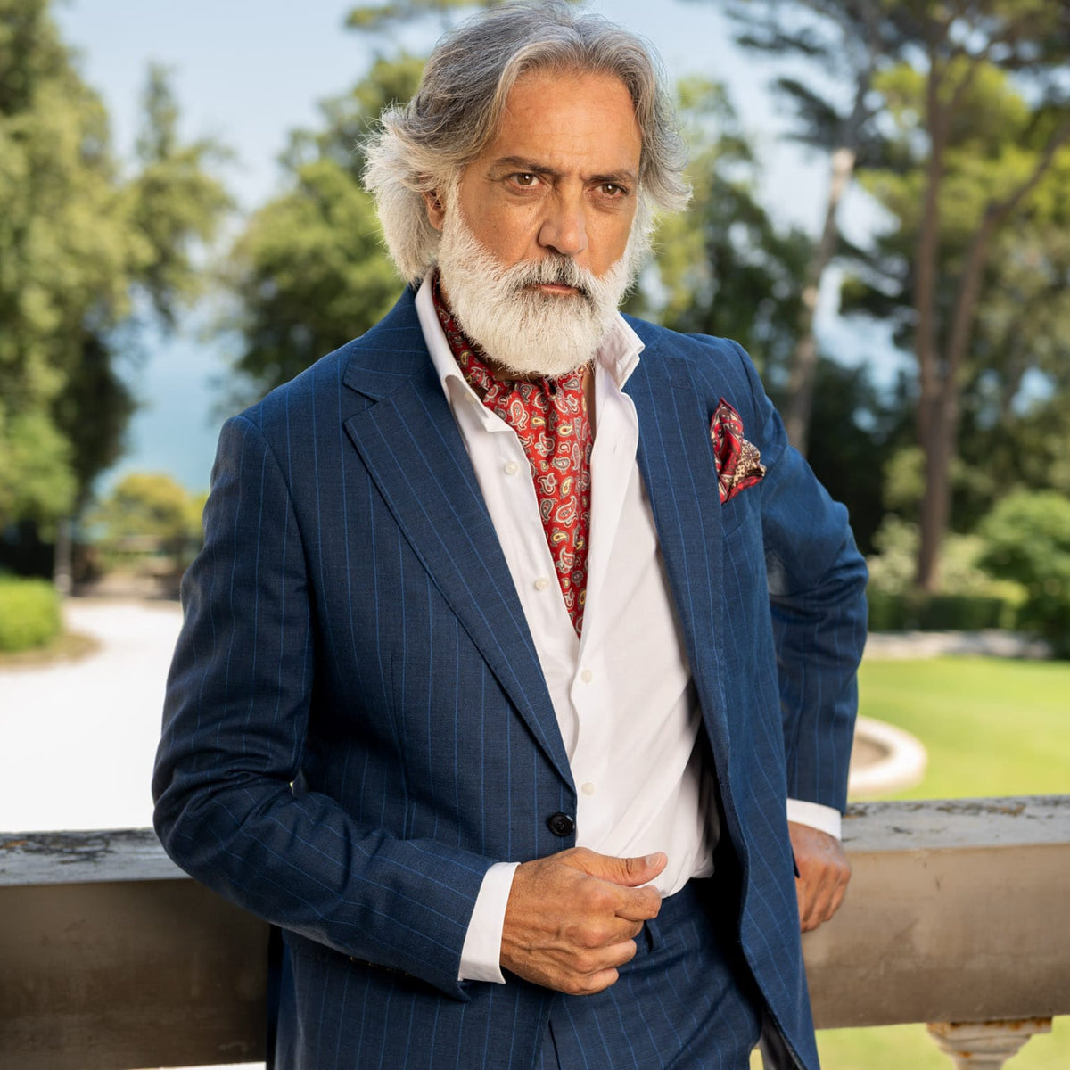 Italian Red Paisley Silk Ascot Tie