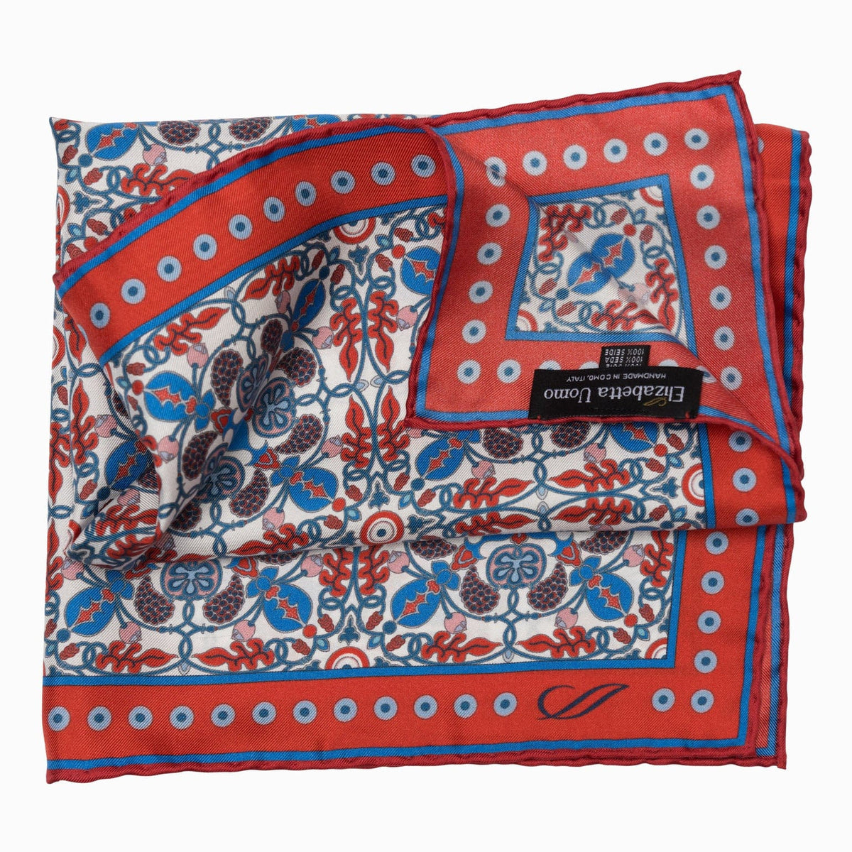 Red Patterned Silk Italian Pocket Square