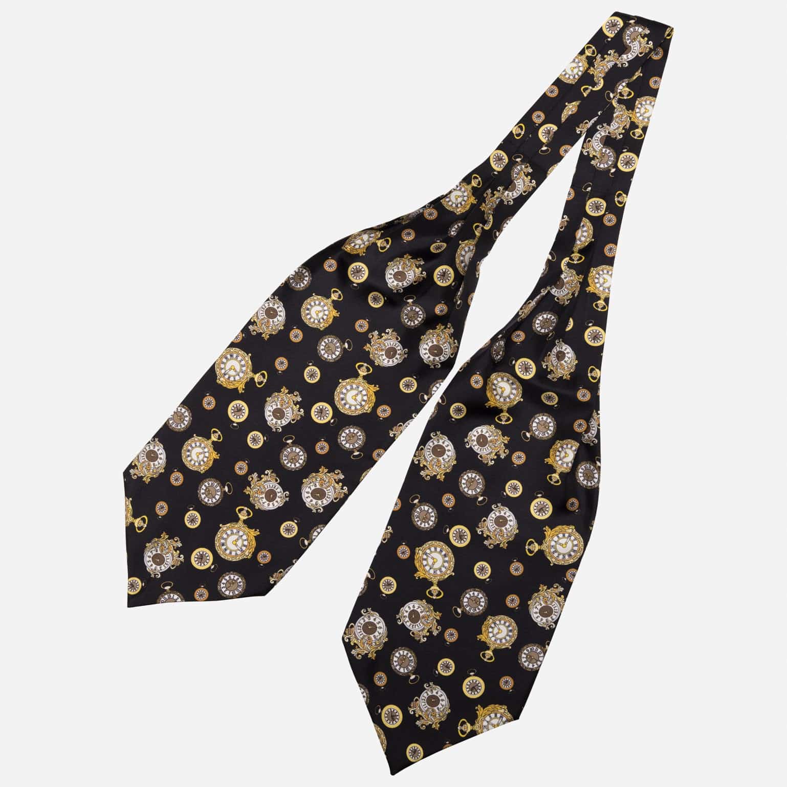 Italian Black Silk Ascot Tie Day Cravat