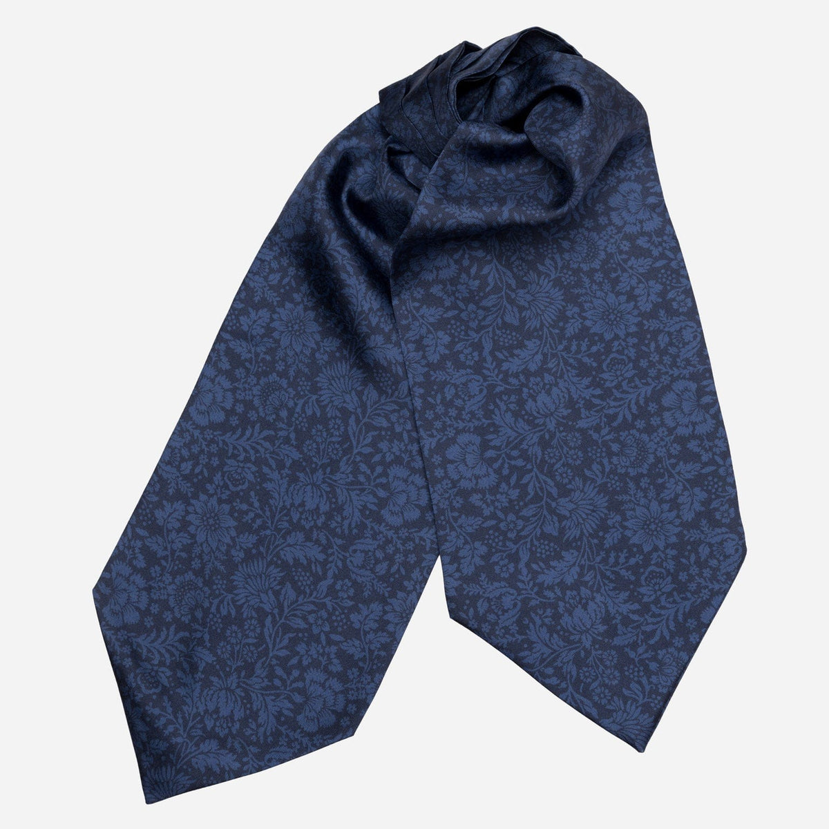 Midnight Blue Floral Italian Silk Ascot Tie