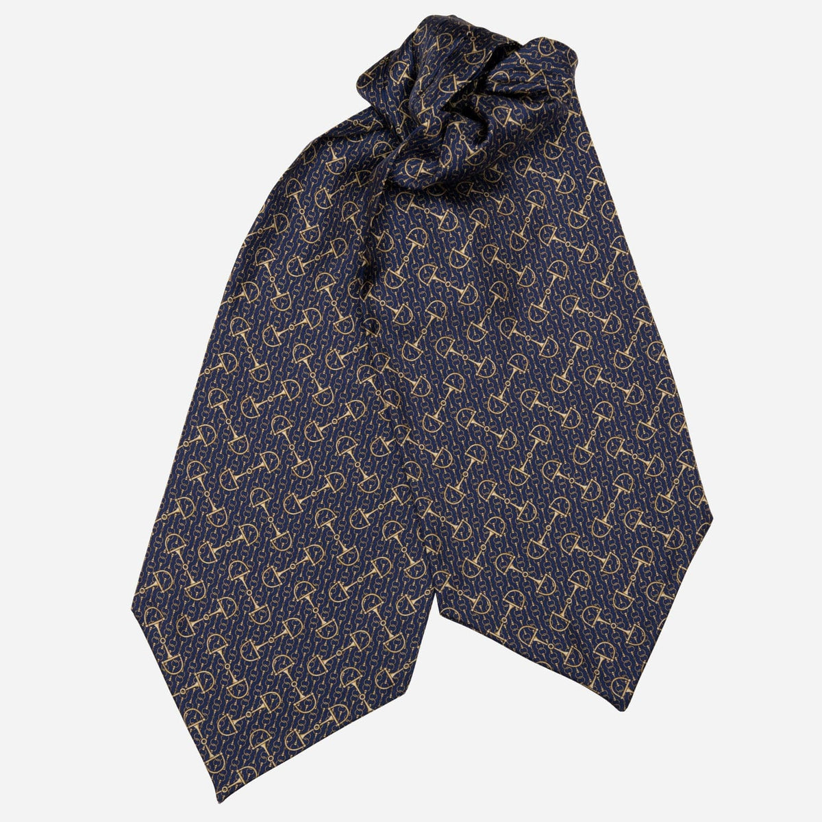 Navy Blue Italian Silk Ascot Tie Day Cravat