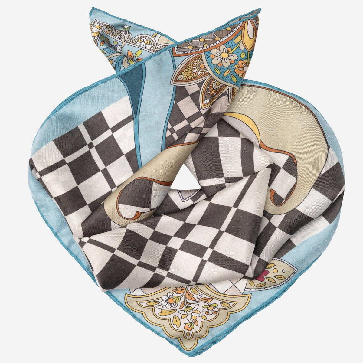 Women's Silk Bandana Abstract Aqua