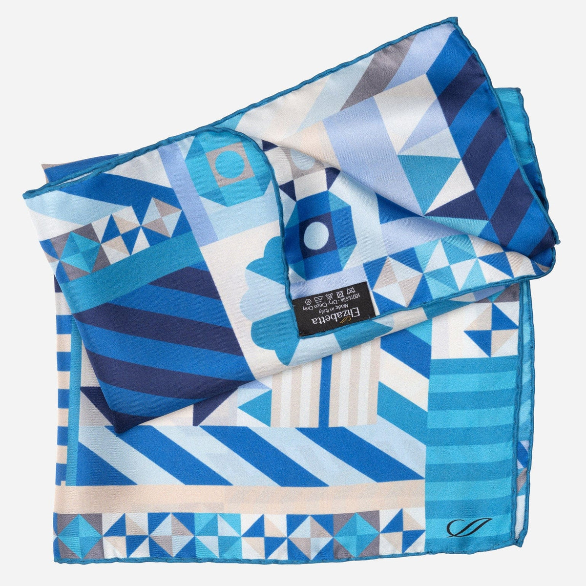 Women's Silk Bandana Geometric Blue