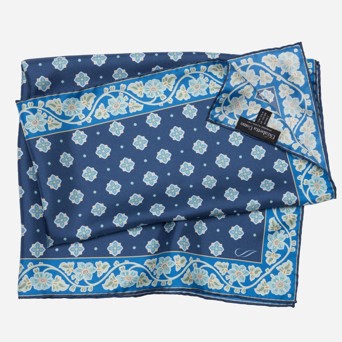 Large Mens Blue Italian Silk Bandana