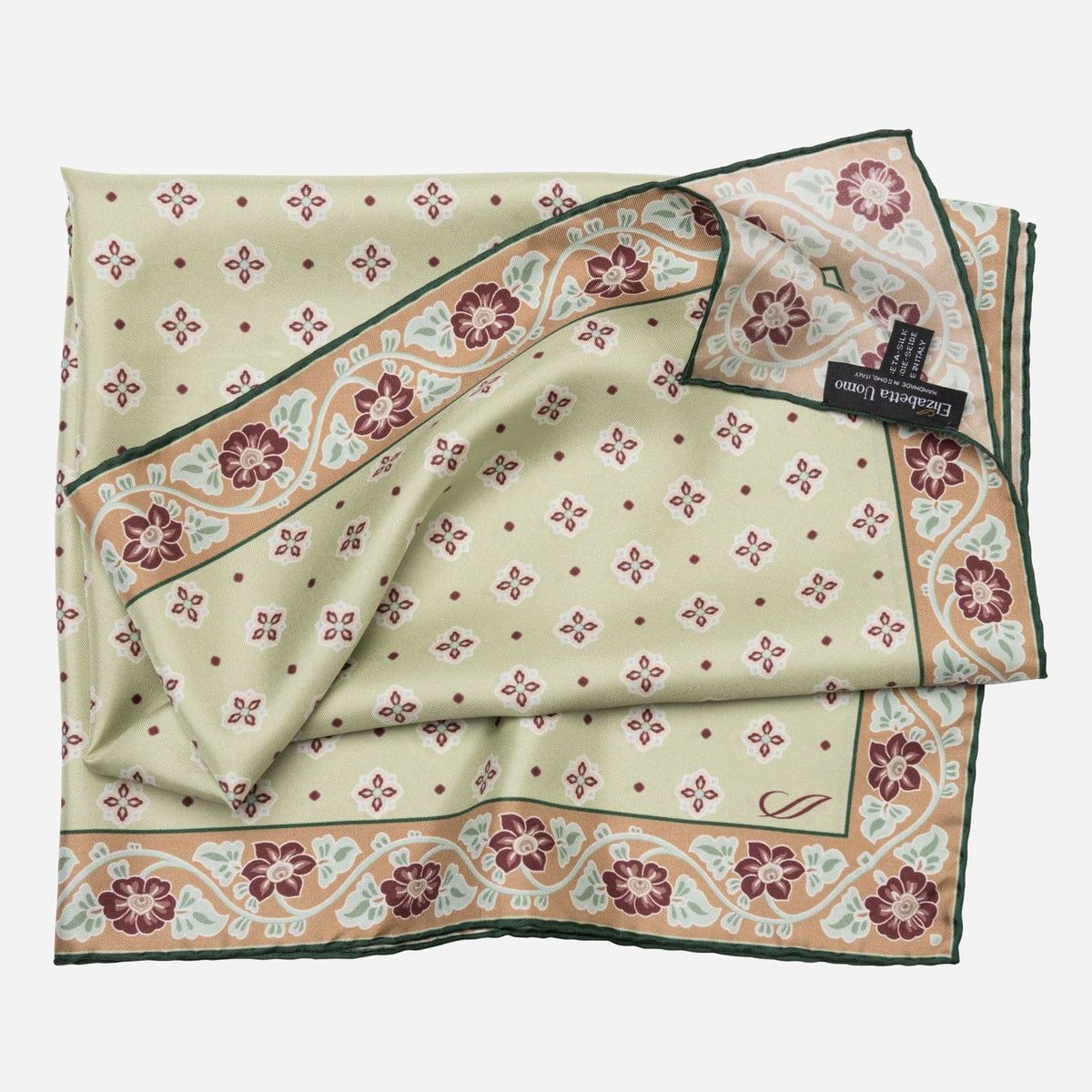 Large Mens Green Italian Silk Bandana