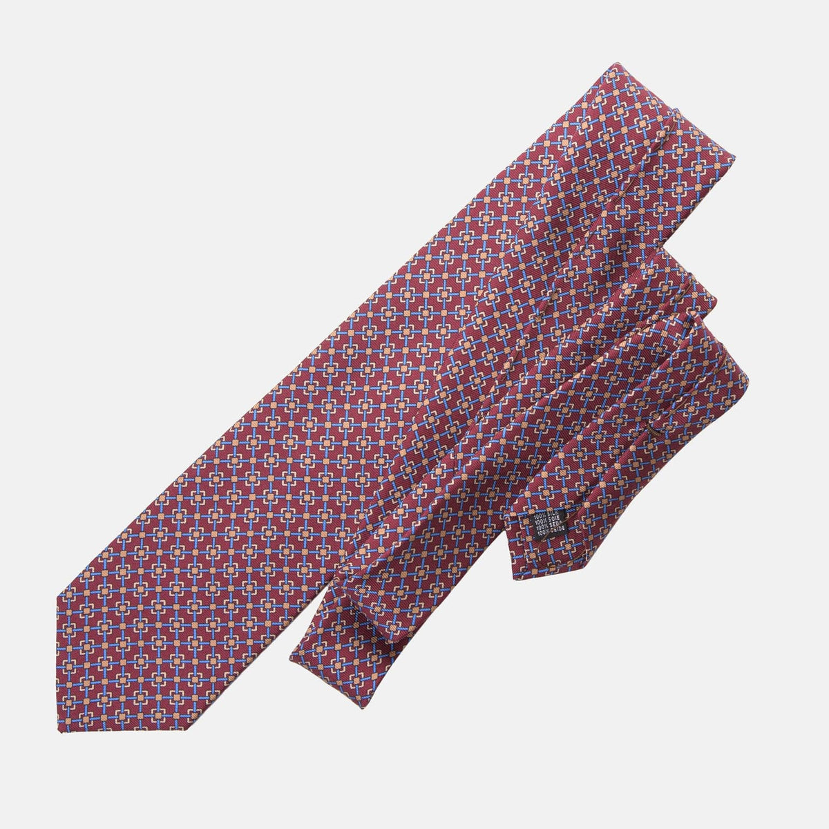 Italian Printed Burgundy Silk Tie