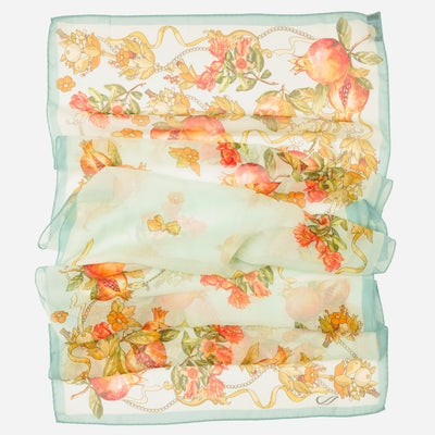 Women's Aqua Italian Long Silk Scarf