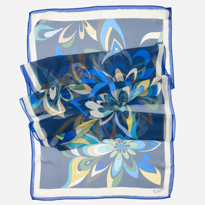 Women's Blue Italian Long Silk Scarf