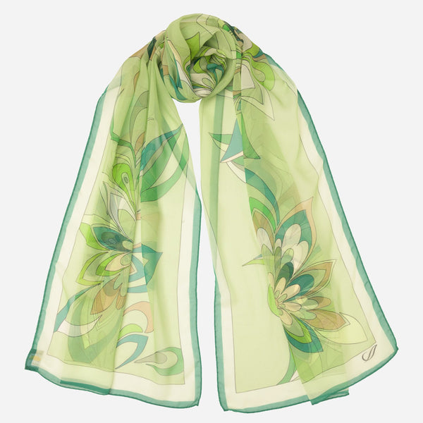Women's Green Italian Long Silk Scarf