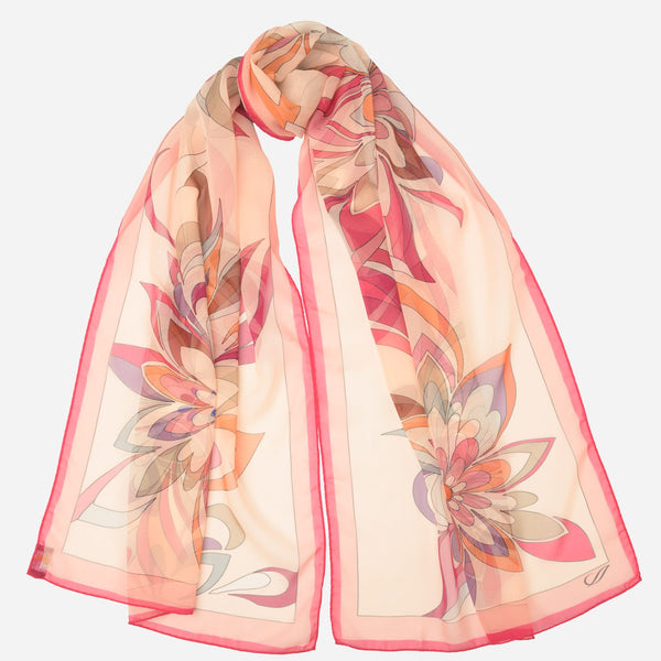 Women's Pink Italian Long Silk Scarf