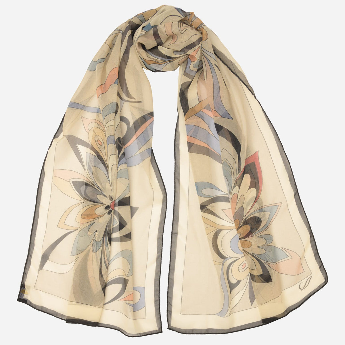 Women's Tan Italian Long Silk Scarf