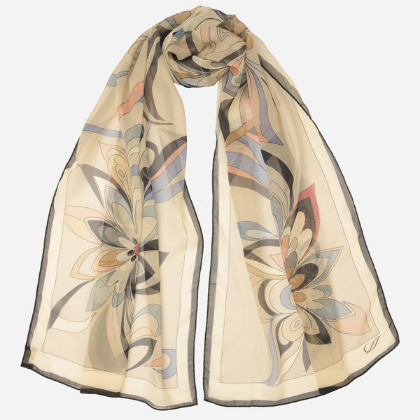 Women's Tan Italian Long Silk Scarf