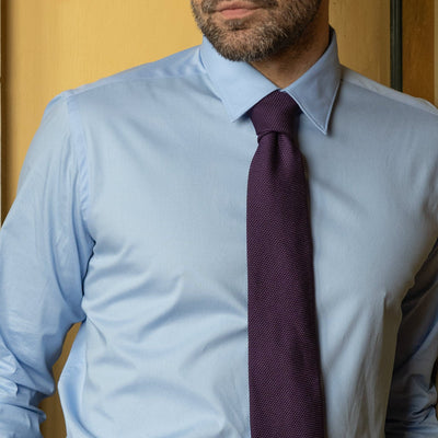 Italian silk grenadine fina tie plum purple