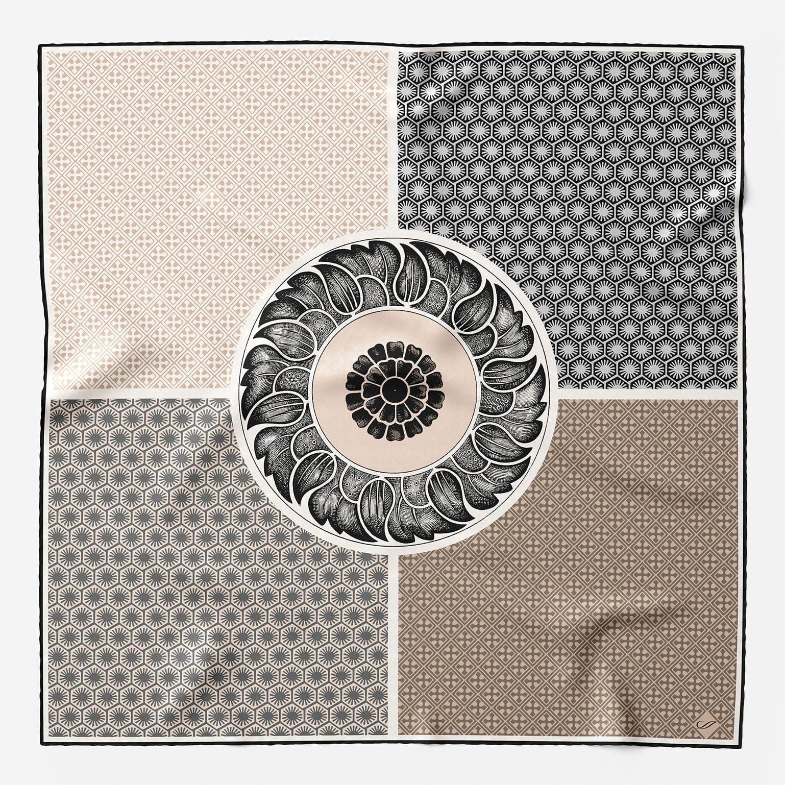 Italian Silk Bandana Neckerchief - Black