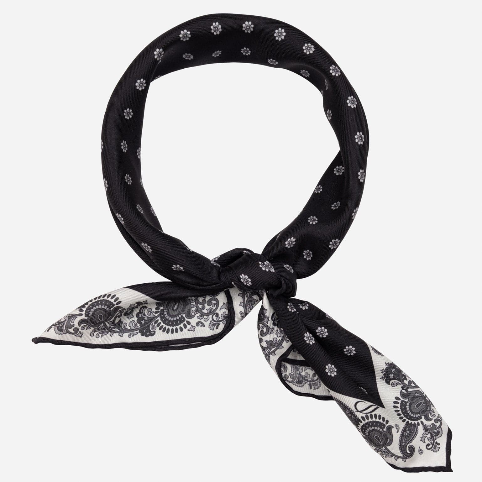 Black designer Italian silk neckerchief
