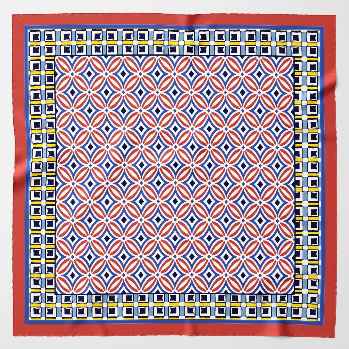 Red Geometric Silk Neckerchief - Made in Italy