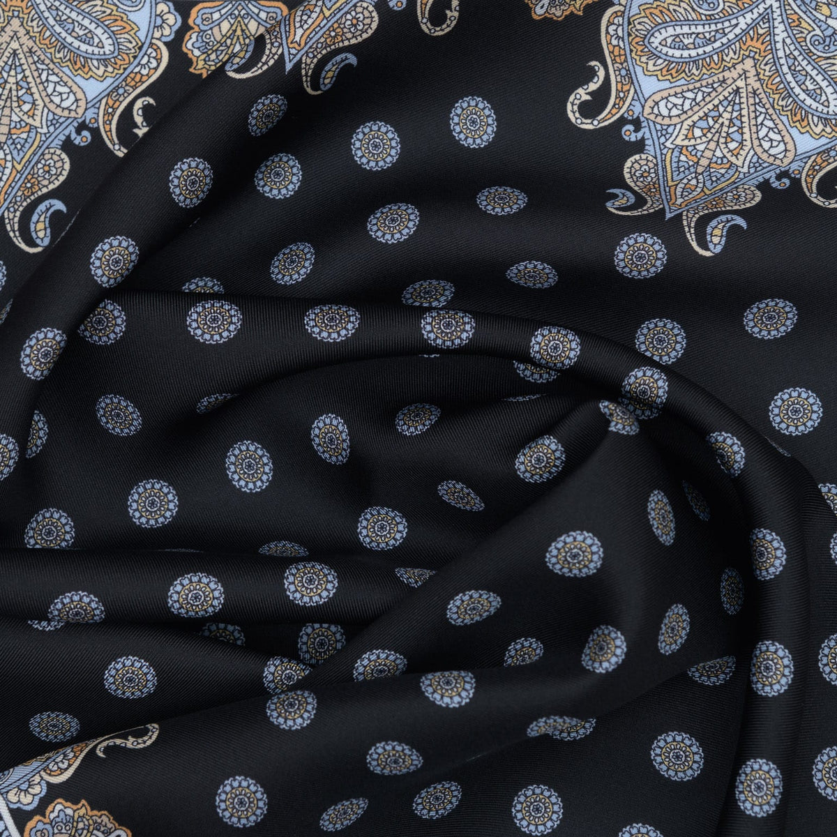 Black Hand-Rolled Italian Silk Neckerchief