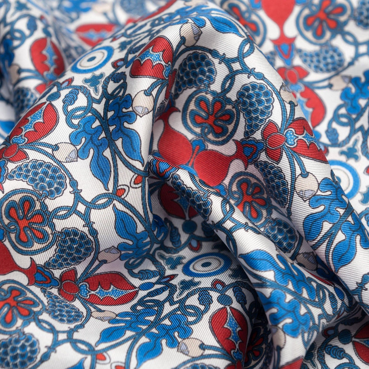 Blue and Red Patterned Italian Silk Neckerchief