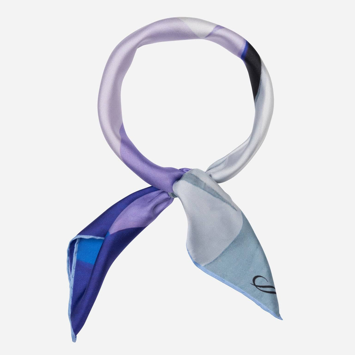 Blue Gray Violet Italian Silk Neckerchief