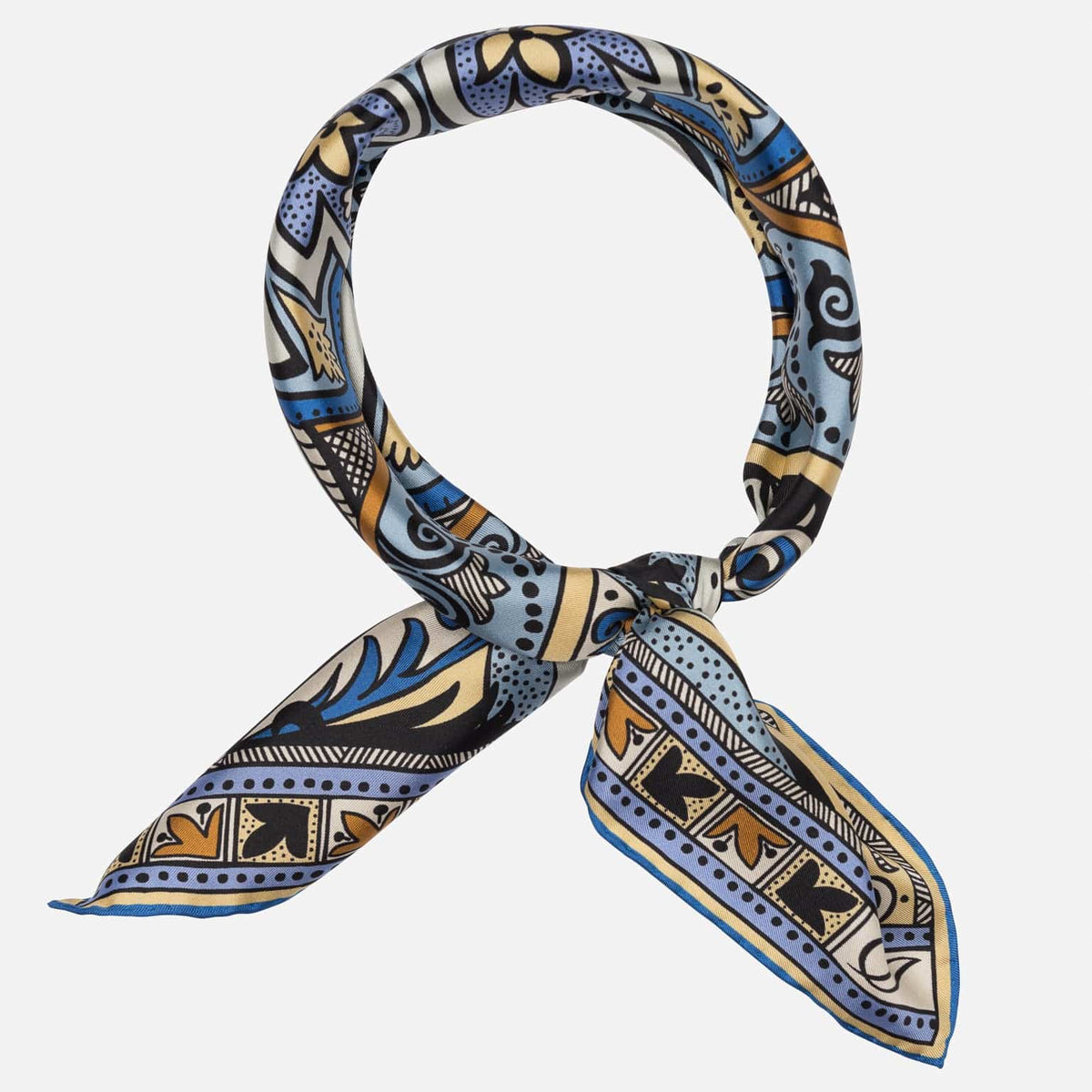 Blue Handrolled Italian Silk Neckerchief