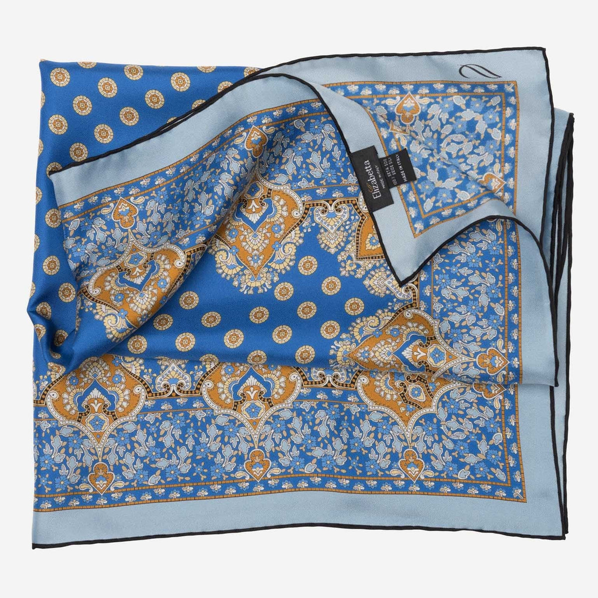 Blue Italian Silk Neckerchief Handrolled