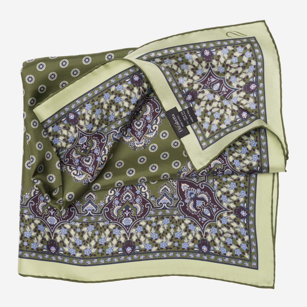 Green Hand-Rolled Italian Silk Neckerchief