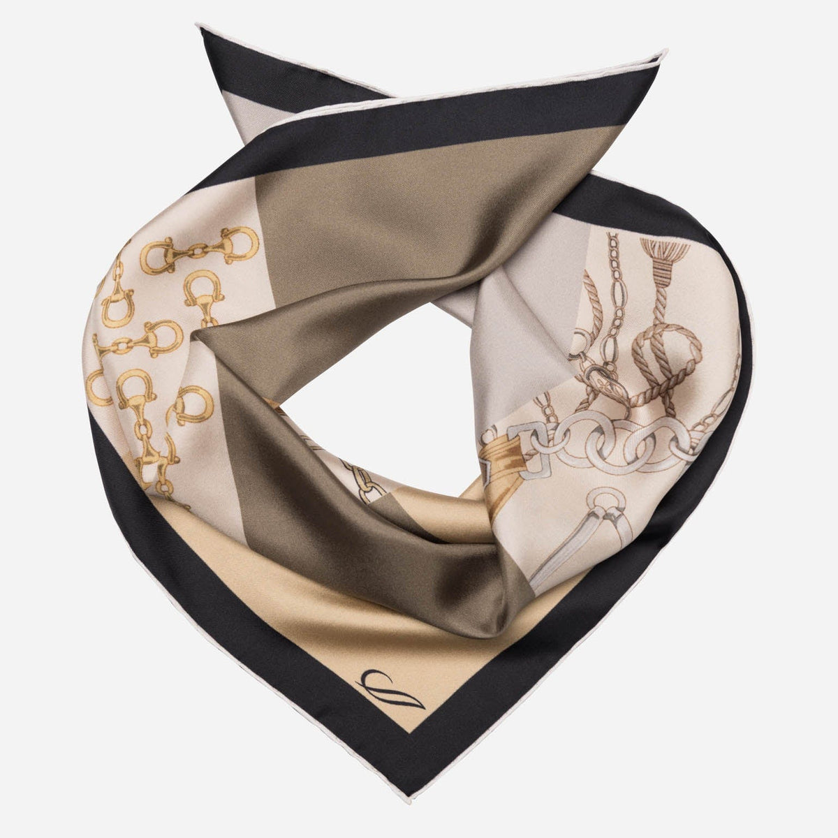 Tan Equestrian Italian Silk Neckerchief