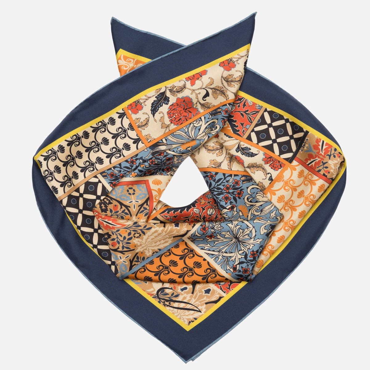 Orange and Blue Italian Silk Neckerchief