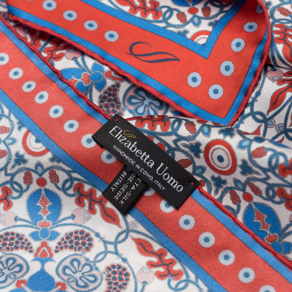 Red Patterned Italian Silk Neckerchief