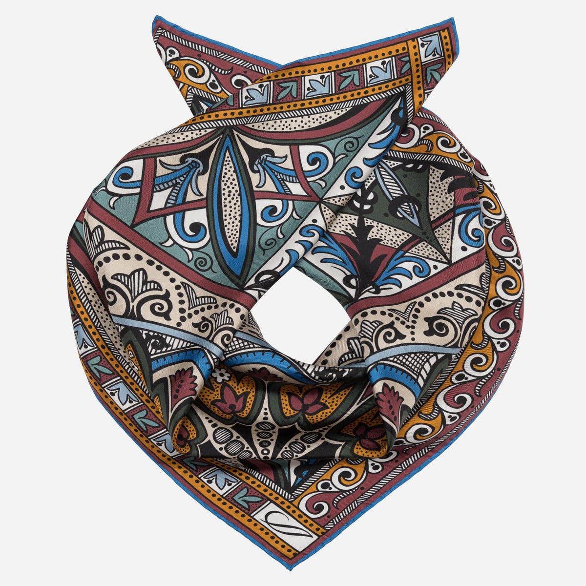 Teal Handrolled Italian Silk Neckerchief