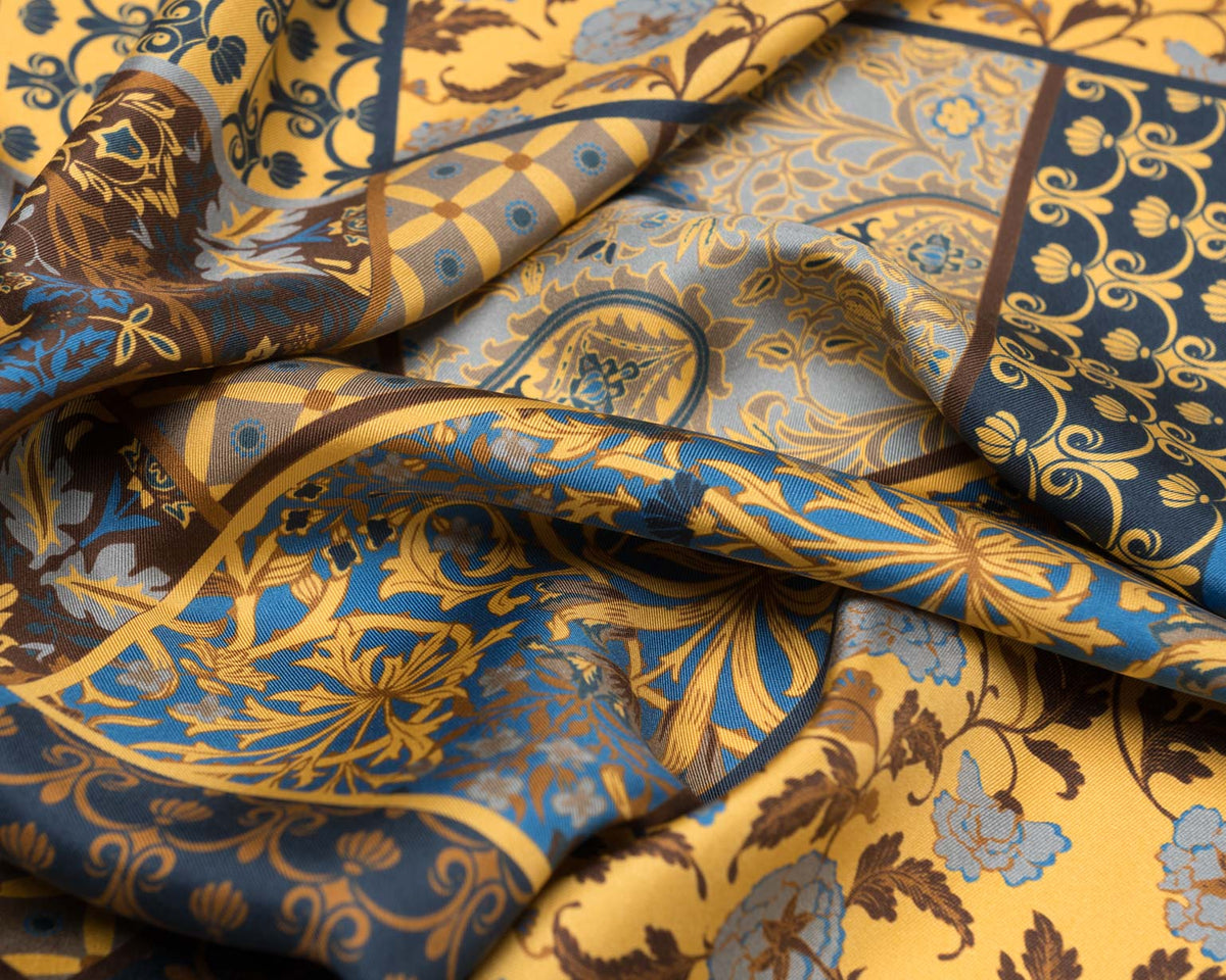 Yellow and Blue Italian Silk Neckerchief