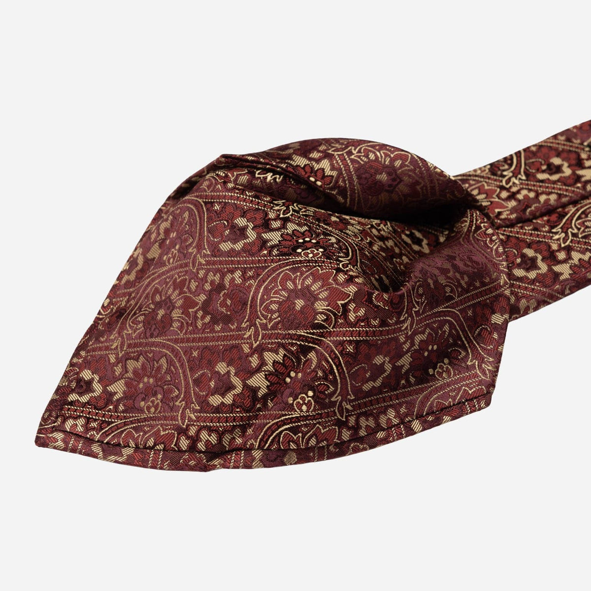 Handmade Italian Burgundy Floral Silk Tie